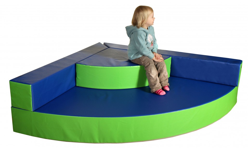 Eckcouch Viertelkreis 4-teilig, BLAU/grün, Kindermöbel