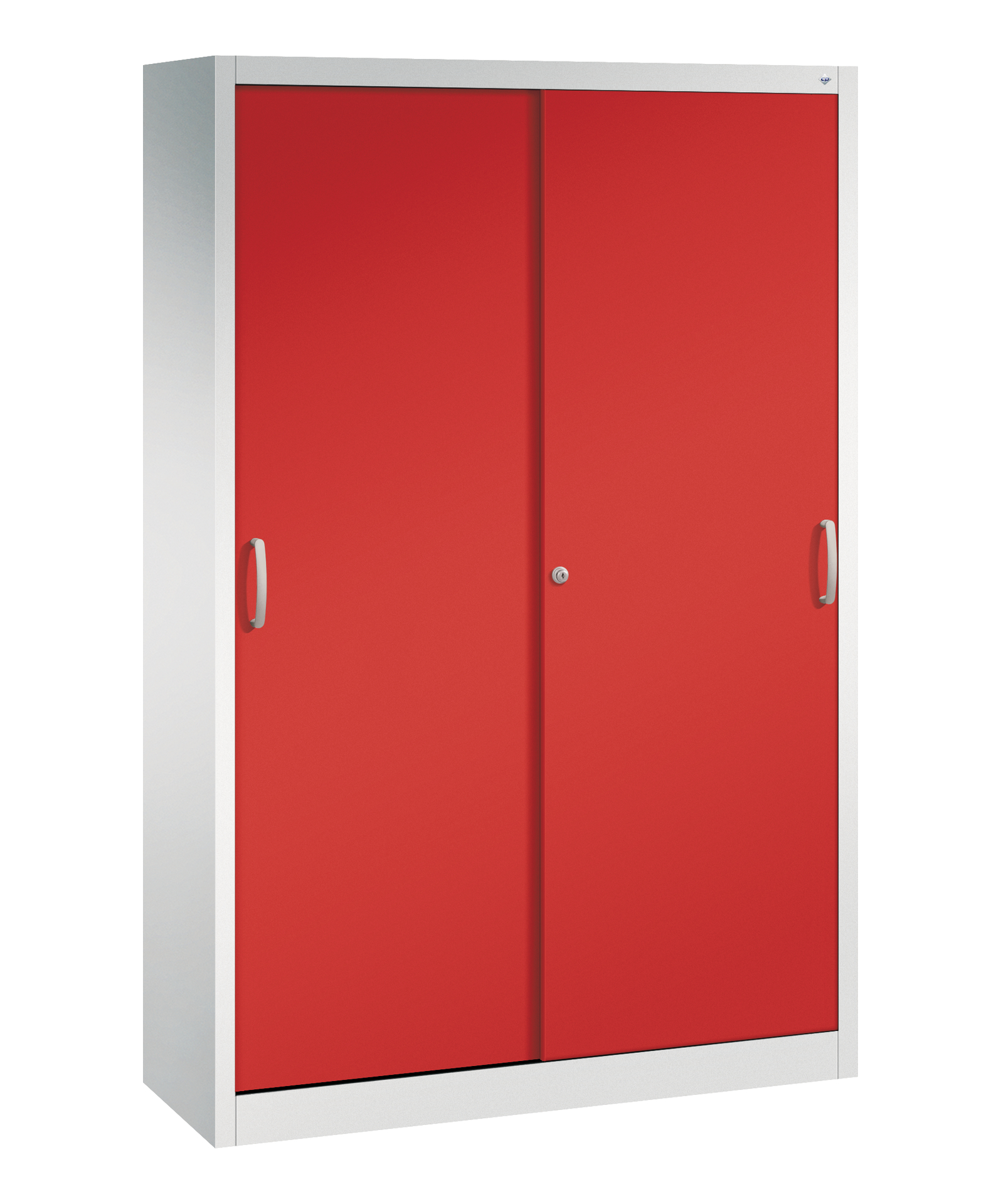 C+P Sportgeräteschrank, 1950x1200x400mm, Korpus RAL 7035 Lichtgrau, Front RAL 3020 Verkehrsrot