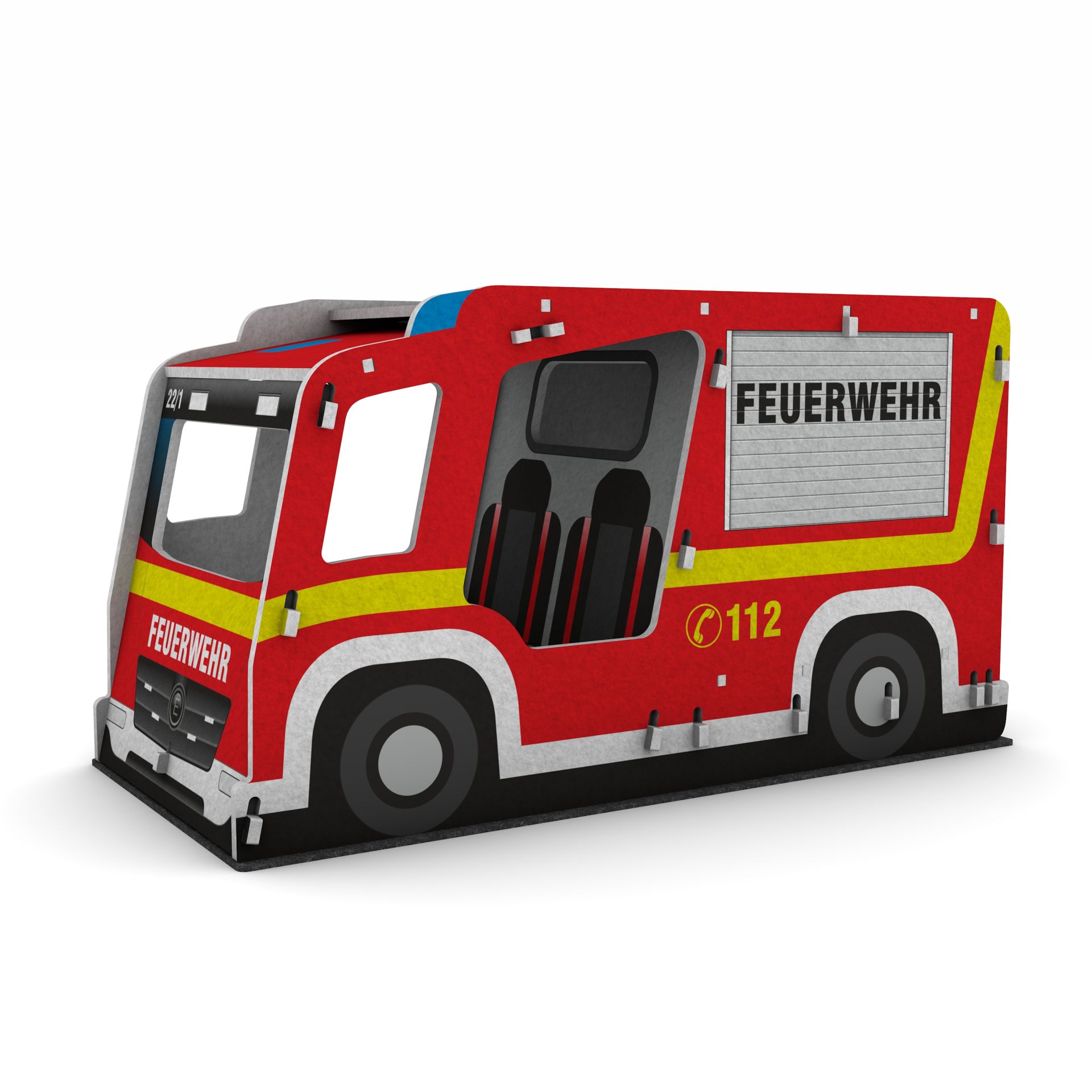 Schallschutz Spielhaus Feuerwehrauto, B1-zertifiziert, 100 x 111 x 205 cm