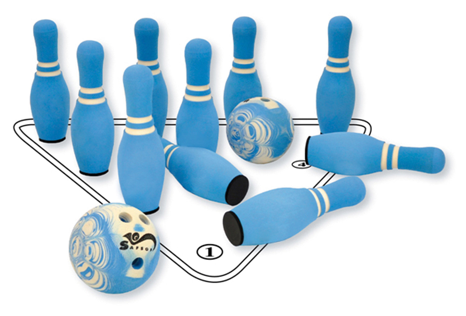 Soft Bowling Set mit 10 Kegeln und 2 Kugeln