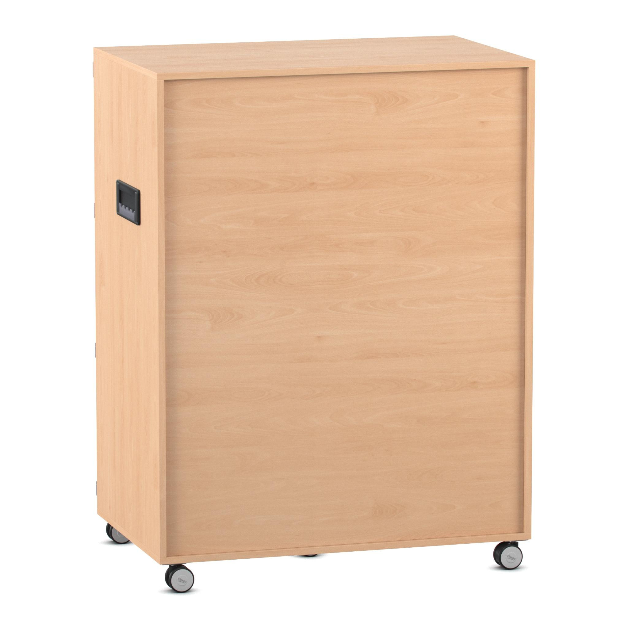 Flexeo fahrbares Multimobil - Musik, Buche hell, 6 kleine Boxen hellgrün/grün HxBxT: 148 x 110 x 70 cm