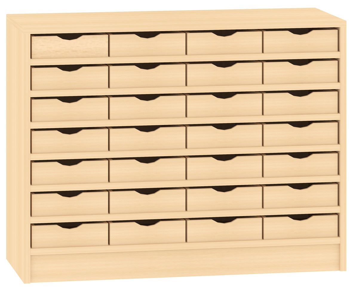 Eigentumsschrank mit 28 Materialkästen, Buche Dekor, BxHxT: 100 x 77 x40 cm