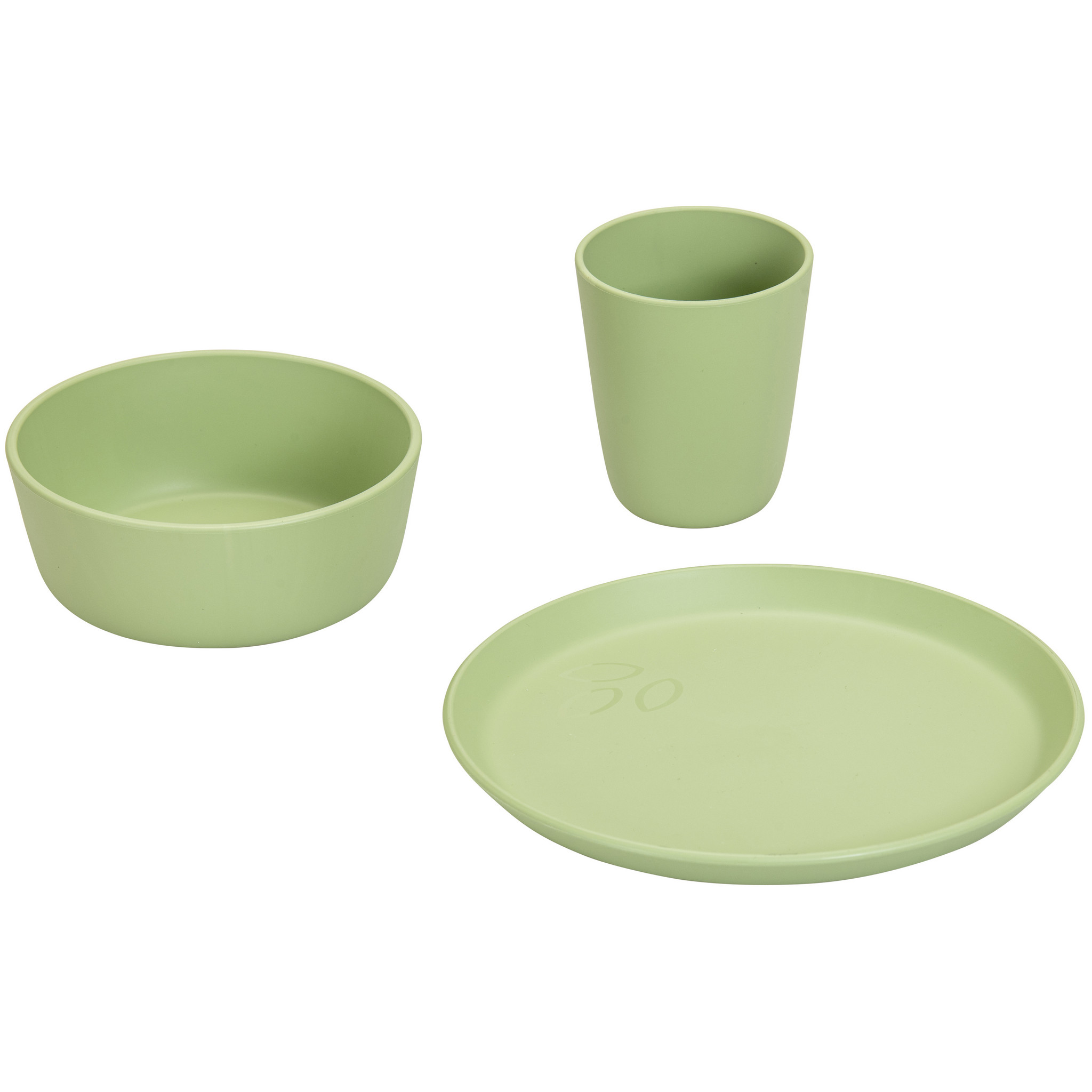 treeNside Kindergeschirr-Set ? Teller, Becher & Schüssel, blassgrün