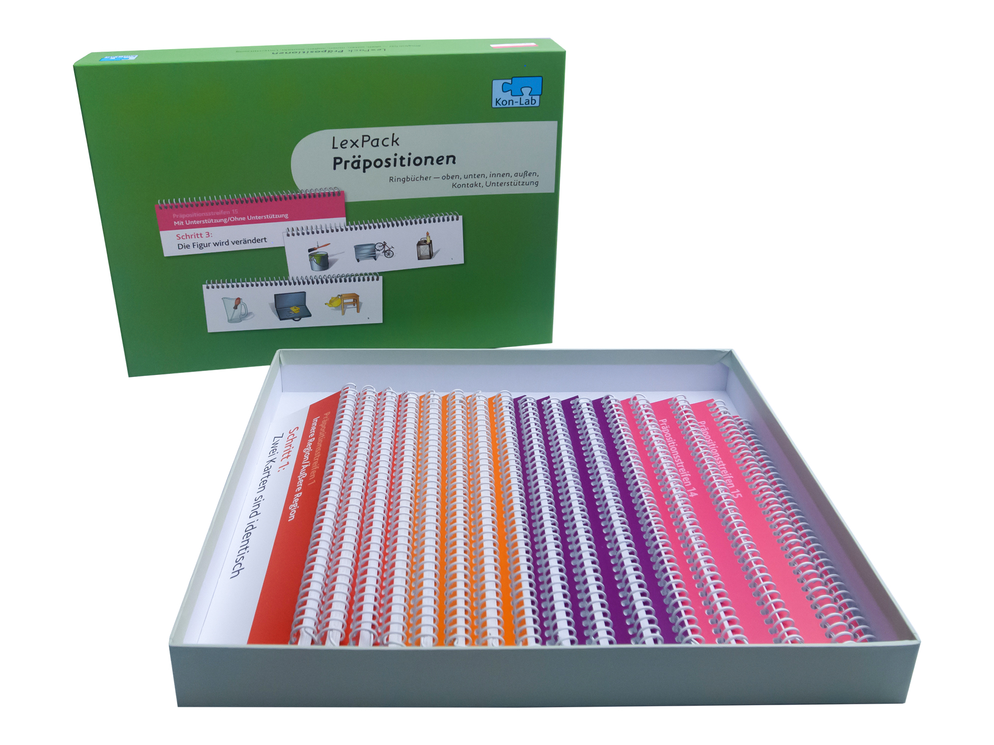 Kon-Lab LexPack Präpositionen, 16 Ringbücher + 2 Hefte, 0-10 Jahre