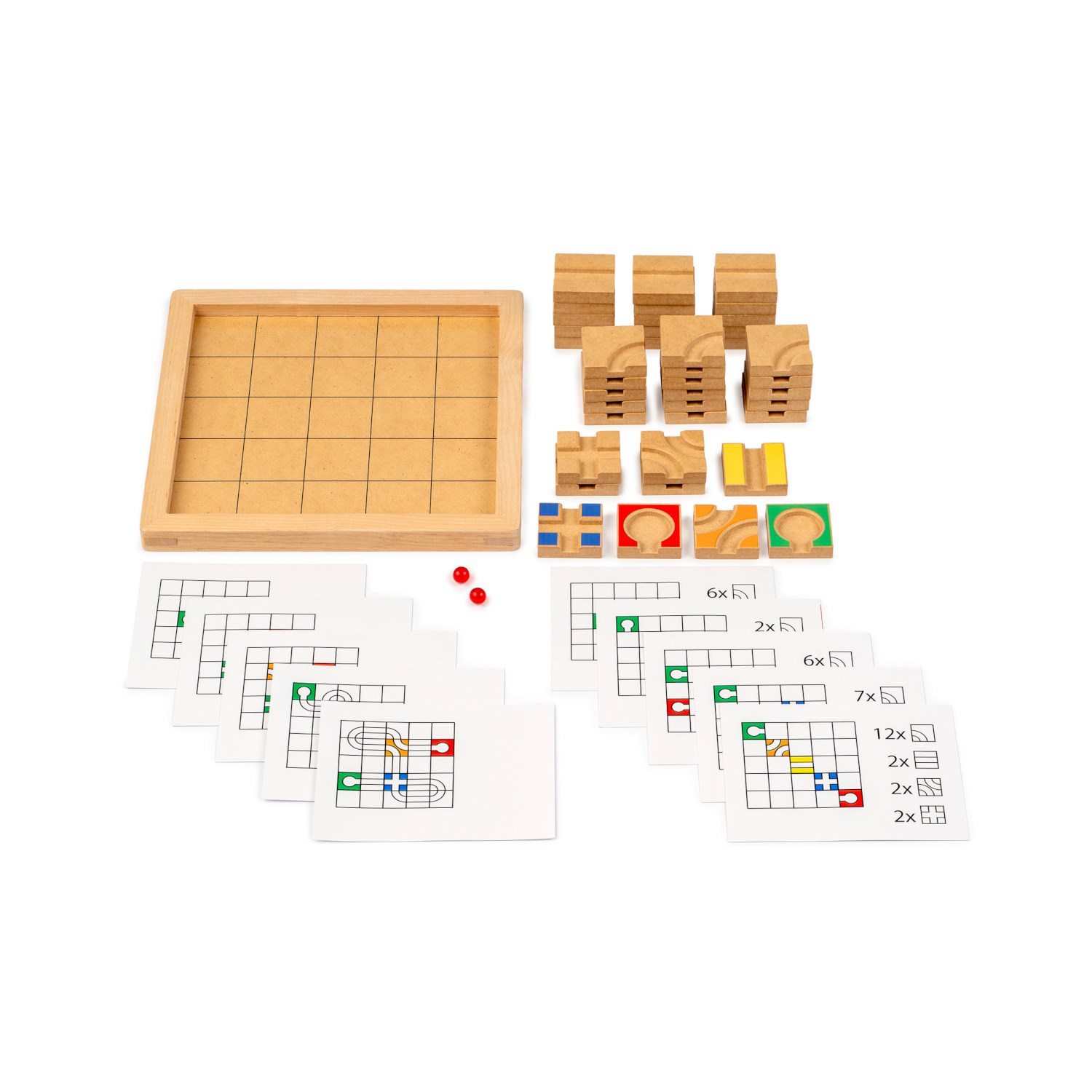 Logikspiel mit Murmeln und Bausteinen, Rolling Logic, Coding-Grundlagen, mit Aufgabenkarten