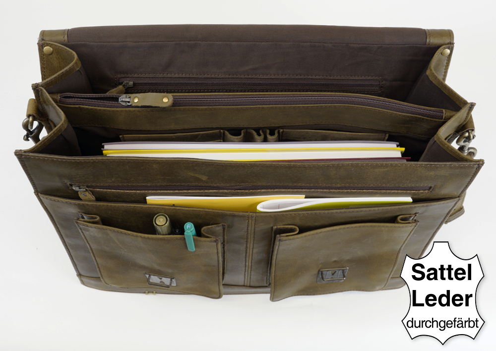 TimeTEX-Büchertasche Selecta Classic, ranger, Sattelleder