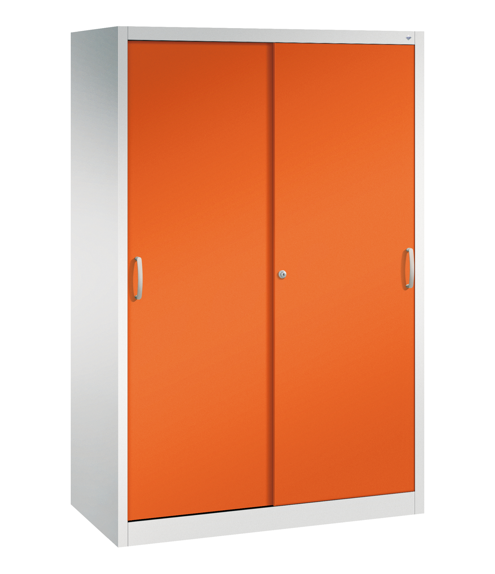 C+P Sportgeräteschrank, 1950x1200x600mm, Korpus RAL 7035 Lichtgrau, Front RAL 2004 Reinorange