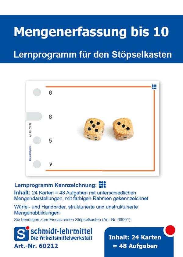 Stöpselkarten - Mengenerfassung bis 10, 24 Karten für den Stöpselkasten