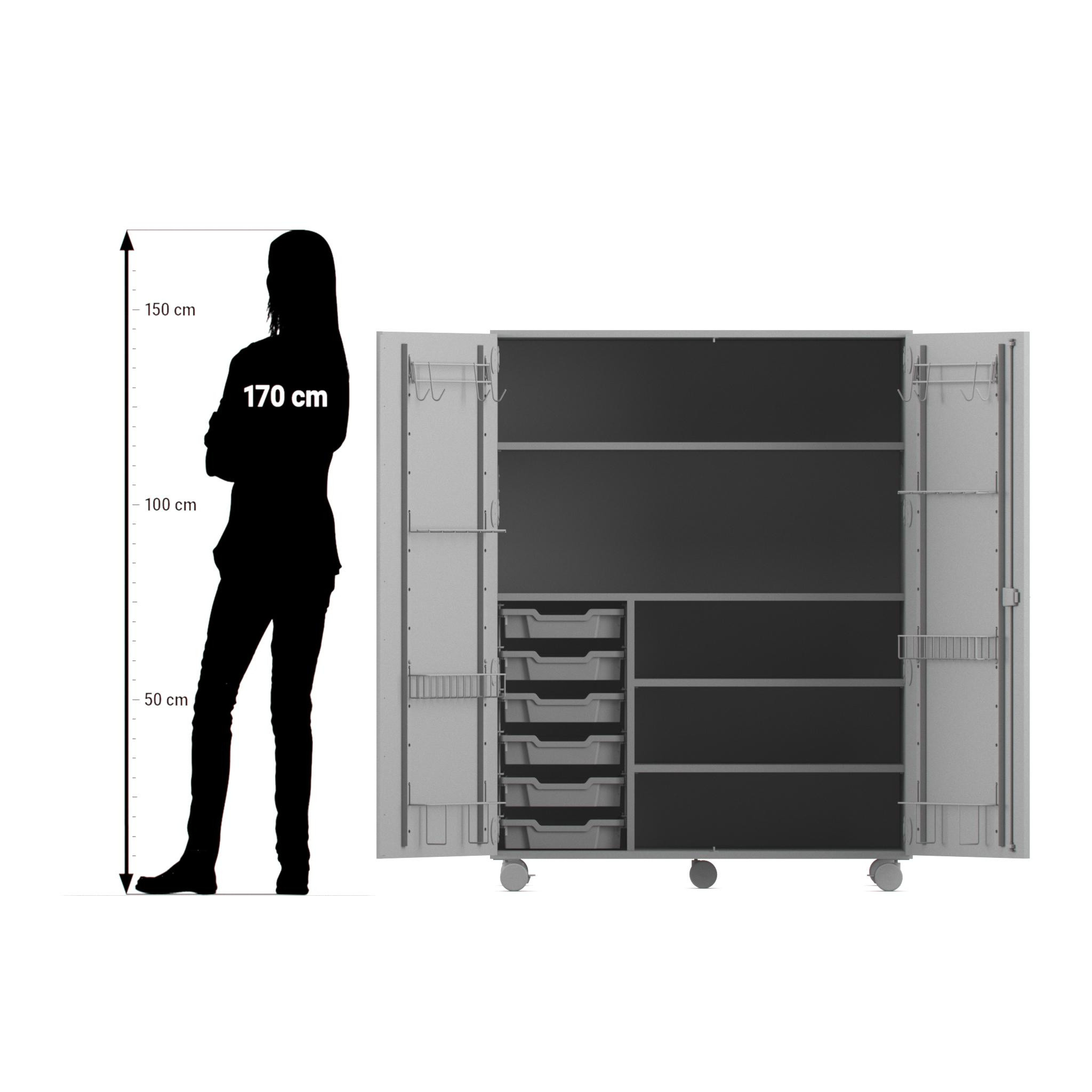 Flexeo fahrbares Multimobil - Musik, Buche hell, 6 kleine Boxen hellgrün/grün HxBxT: 148 x 110 x 70 cm