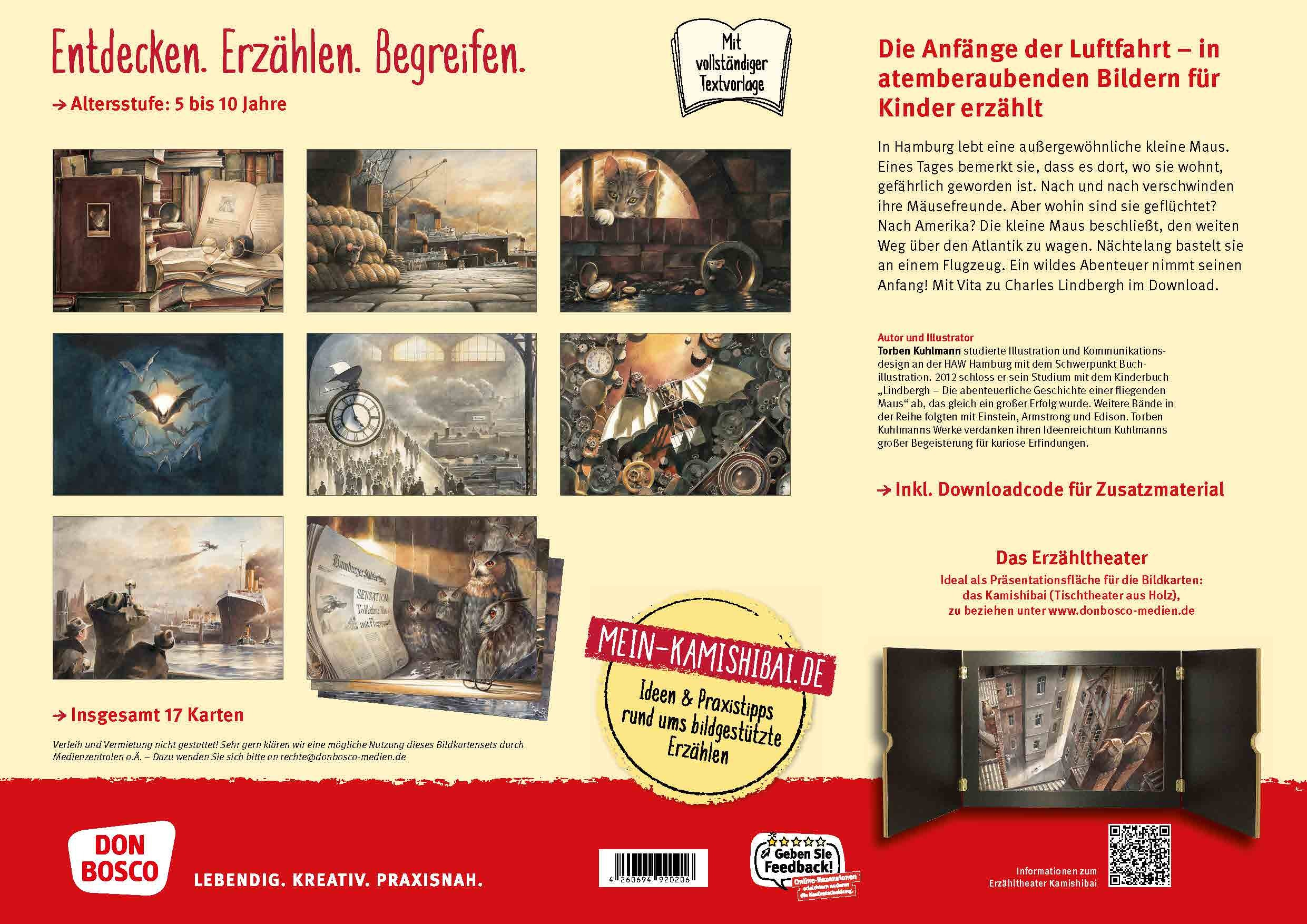 Kamishibai Bildkartenset - Lindbergh: Die abenteuerliche Geschichte einer fliegenden Maus, 5-10 Jahre