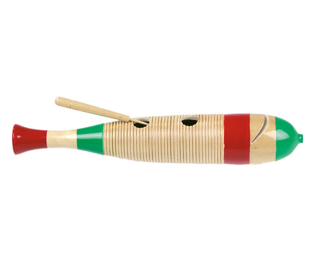 Mexikanisches Holzguiro in Fischform, Percussioninstrument, ab 3 Jahre