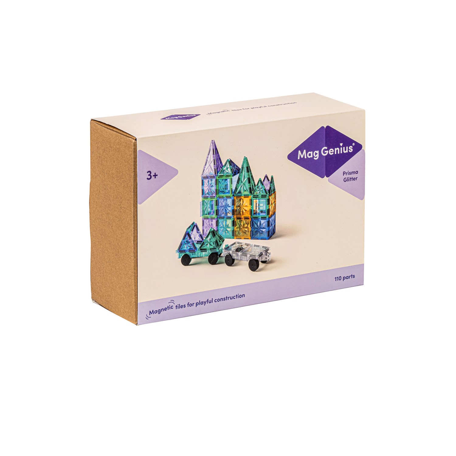 MagGenius Magnetic Building Blocks Prisma Glitter, 110 Teile