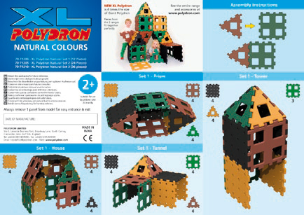 XL Polydron Naturfarben Set 3, 36 Teile, ab 2 Jahre