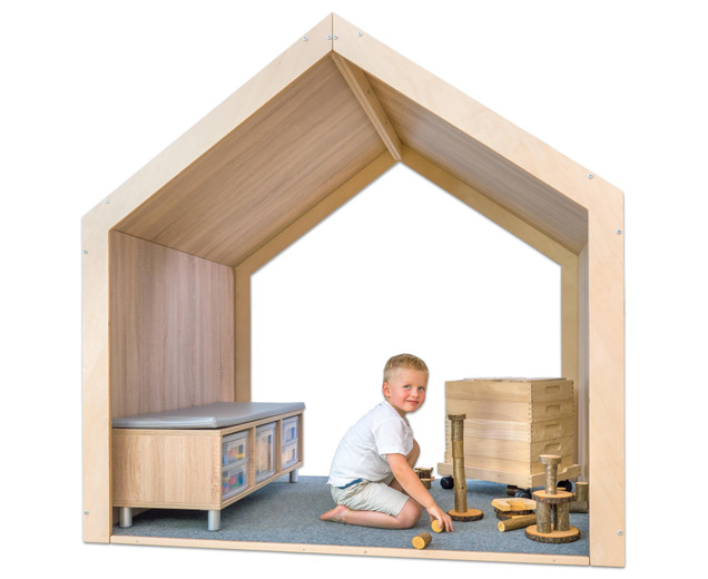 Educasa Spielhaus XXL natur mit Tretford-Teppich, 1-7 Jahre