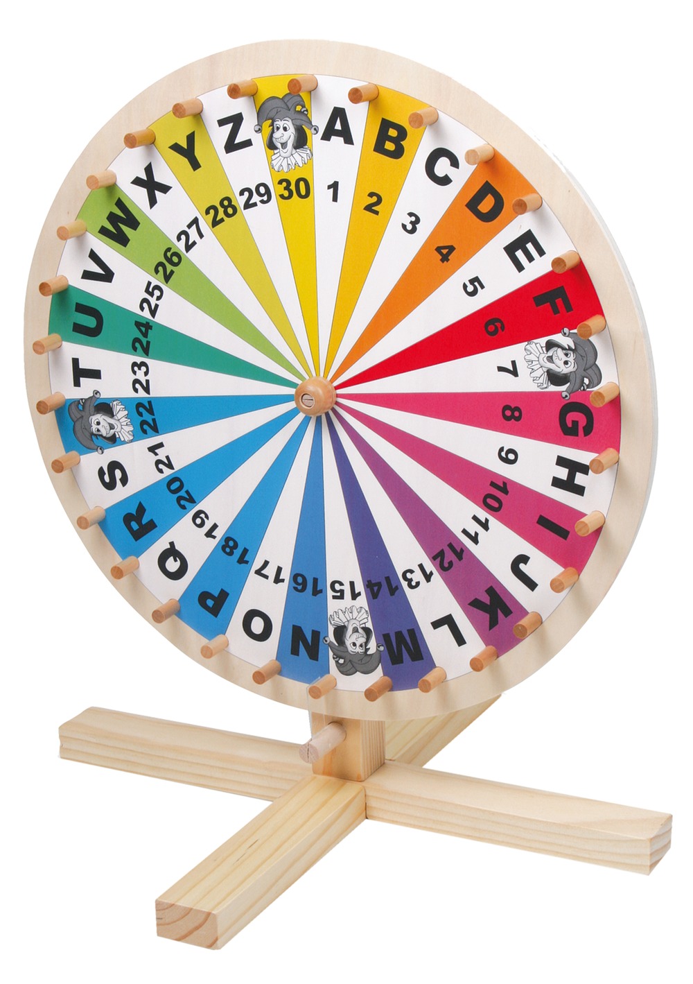 Glücksrad mit Ziffern, Buchstaben und Jokern