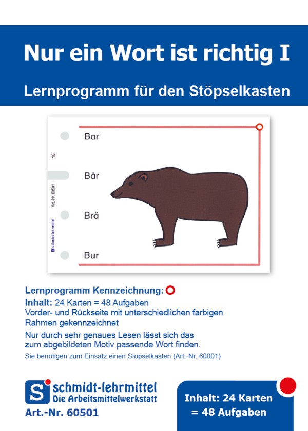 Stöpselkarten 'Nur ein Wort ist richtig I' ab 1. Klasse