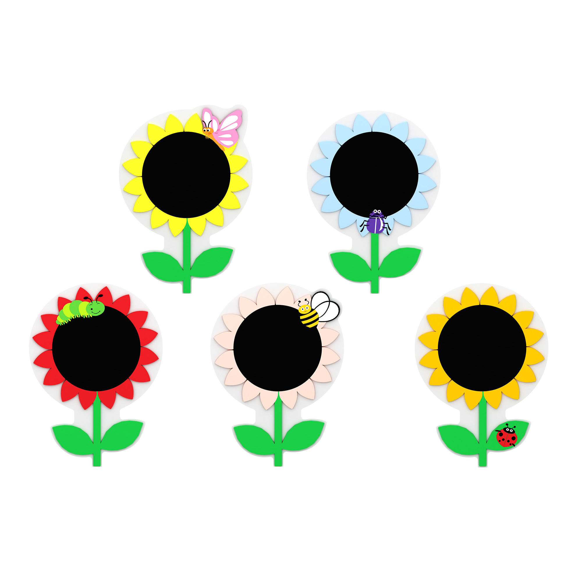 Outdoor-Blumen-Tafeln, 5er-Set, Kreidetafel, PVC wetterfest, 117x81 cm