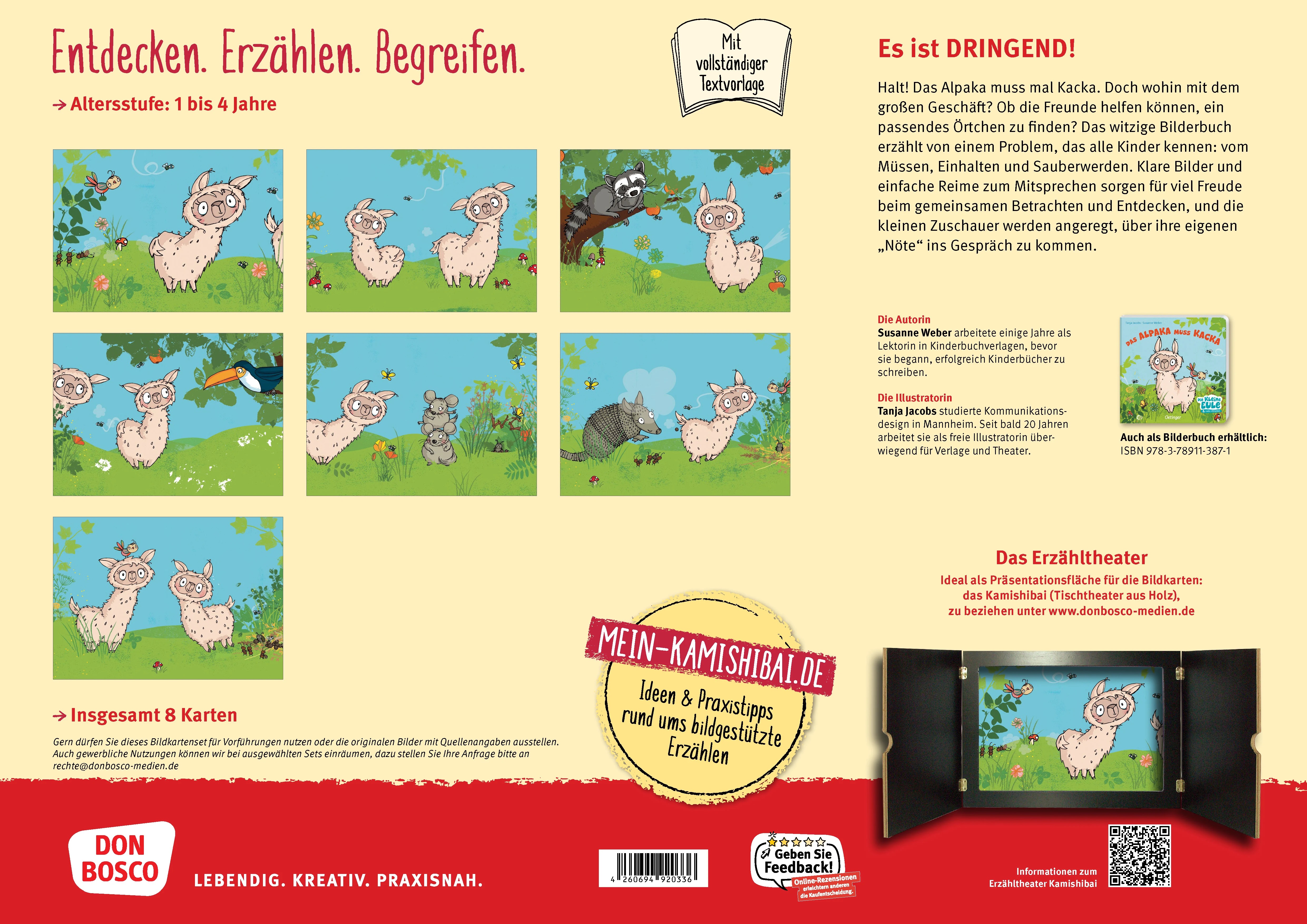 Das Alpaka muss Kacka. Kamishibai Bildkartenset, 2-4 Jahre