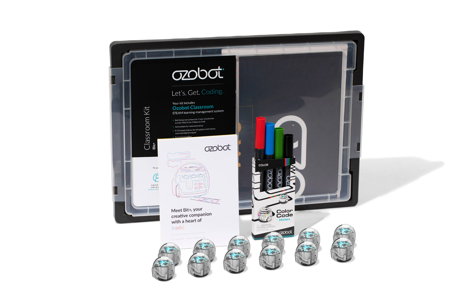 Ozobot Bit+ 12 Stück, Klassenset in Aufbewahrungsbox, ab 6 Jahre