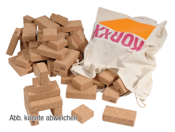 KORXX Korkbausteine, 60 Stück im Baumwollbeutel, ab 2 Jahre