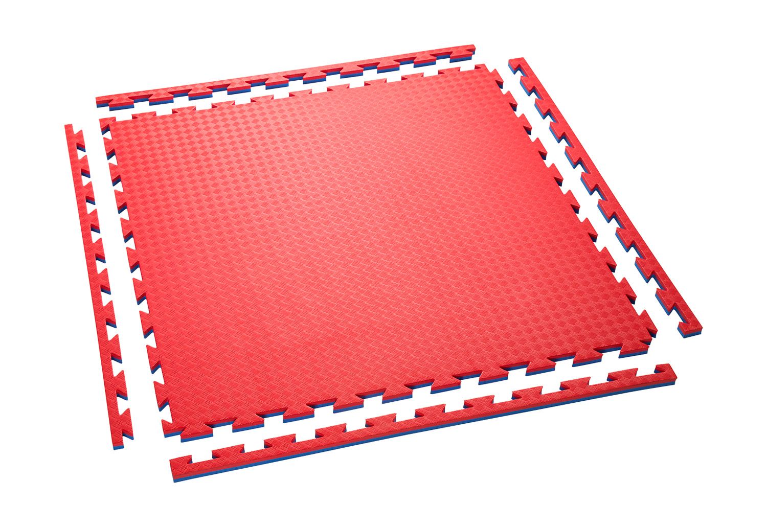 Fallschutzmatte Standard, Puzzlematte rot-blau, 100x100 cm
