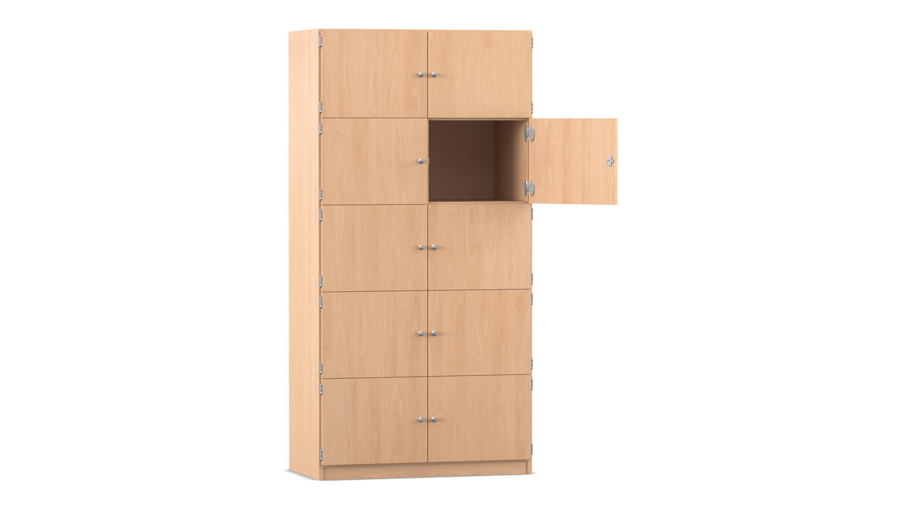 Flexeo Schließfachschrank Buche hell, 10 geschlossene Fächer, HxBxT 190x94,4x40 cm