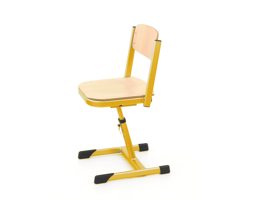Aluflex-Aktivstuhl, höhenverstellbar 38-50 cm, Stahlfarbe zinkgelb, Kunststoffgleiter, 9-18+ Jahre