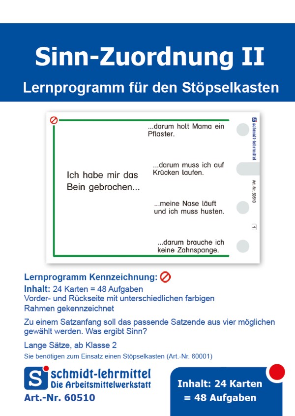 Stöpselkarten 'Sinn-Zuordnung II' ab 2. Klasse