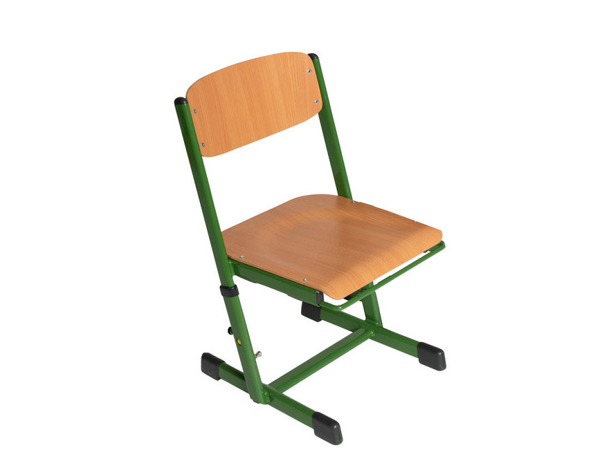 Ecoflex Schülerstuhl höhenverstellbar 42-50 cm, Stahlfarbe grün. Filzgleiter