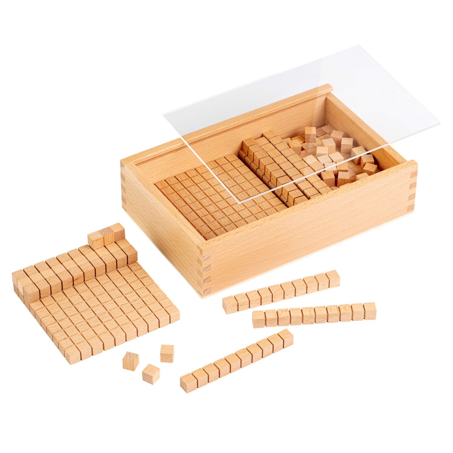Zehnersystem Sortiment Dienes Material in Holzbox