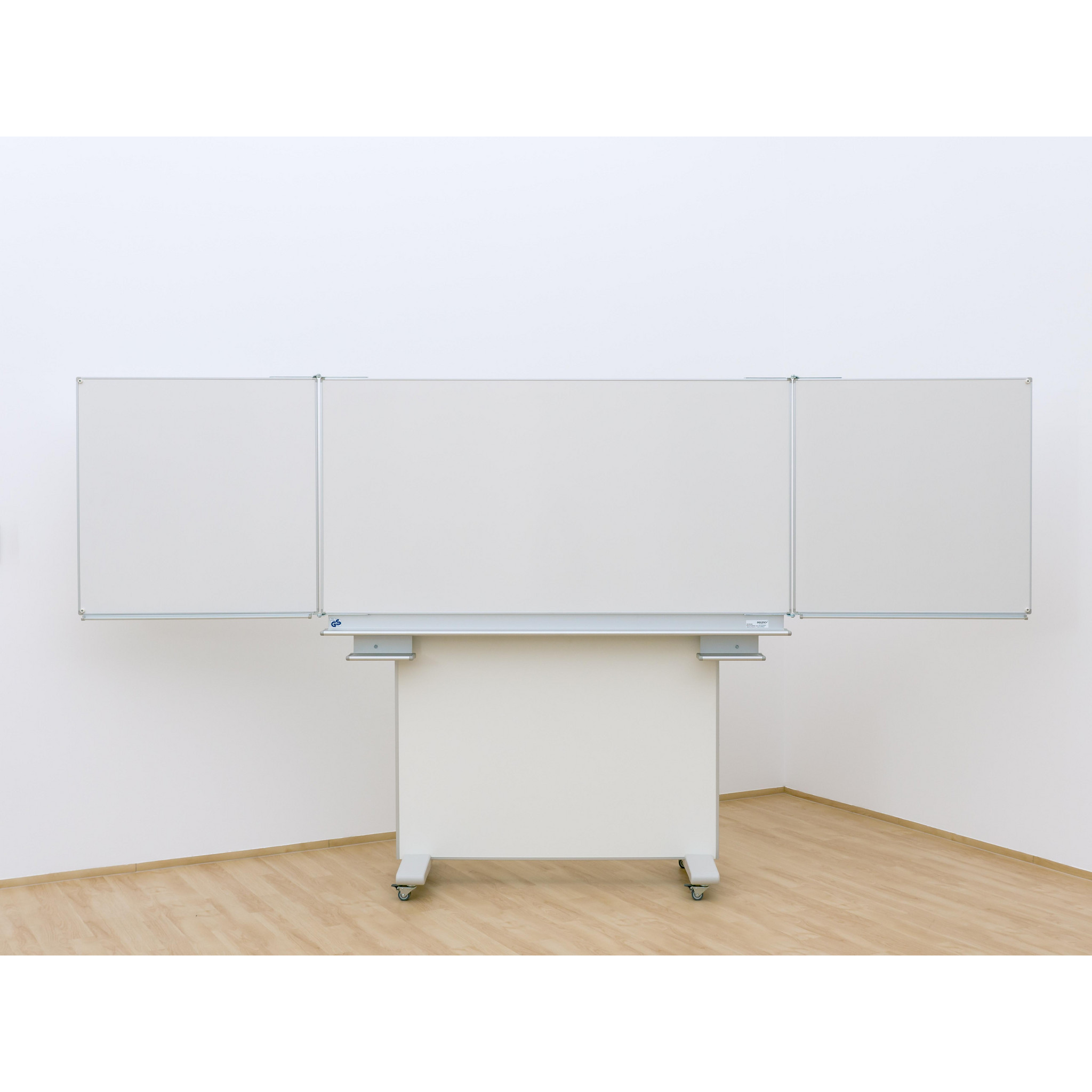 Gestell-Klappschiebetafel, fahrbar und GS-geprüft, weiß, 200x100cm