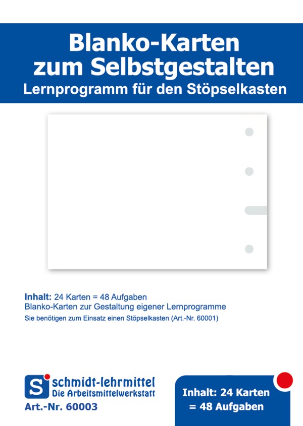Blanko Karten für Stöpselkasten, 24 Stück