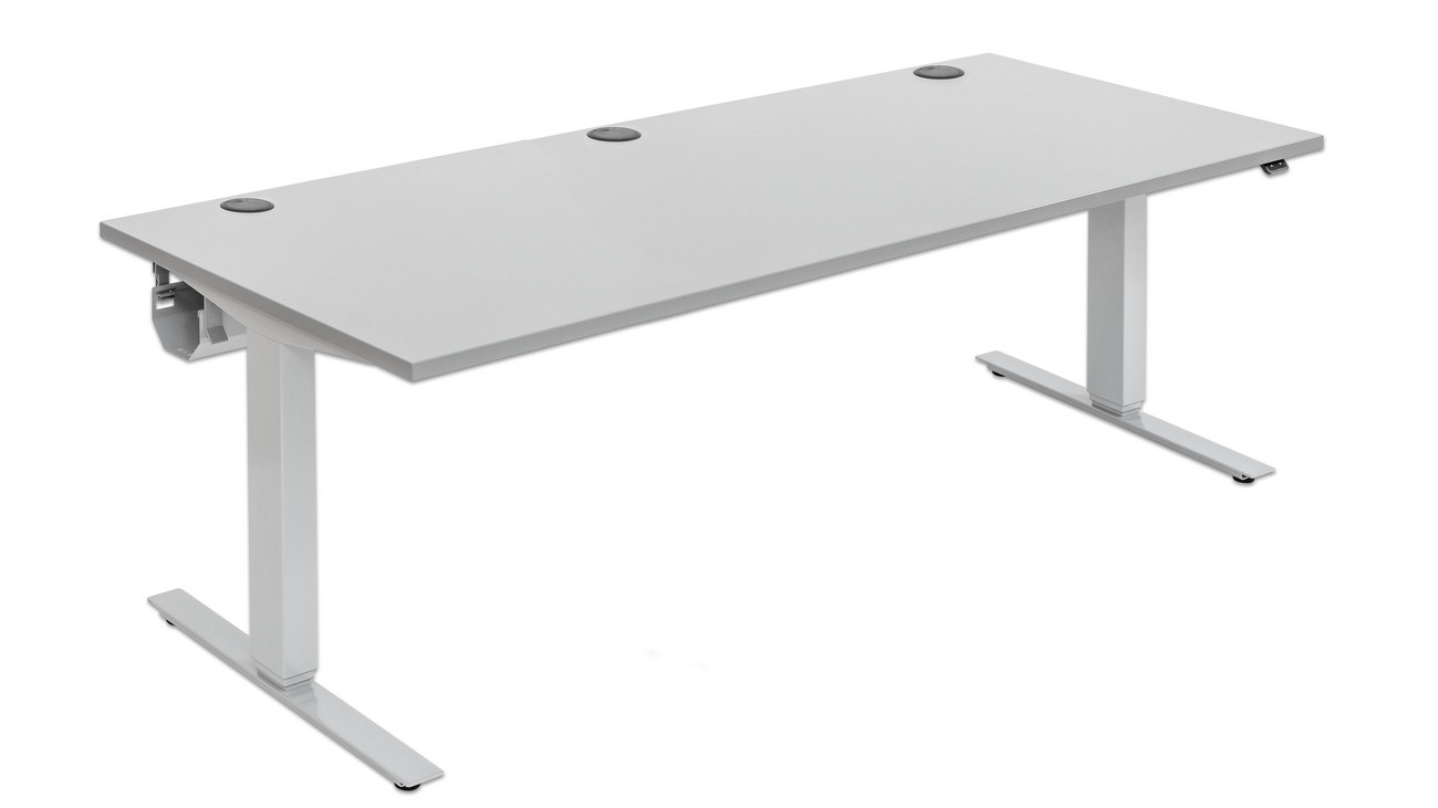 Flexeo® Schreibtisch 200 x 80 cm, Dekor grau, elektrisch höhenverstellbar 63 bis 129 cm