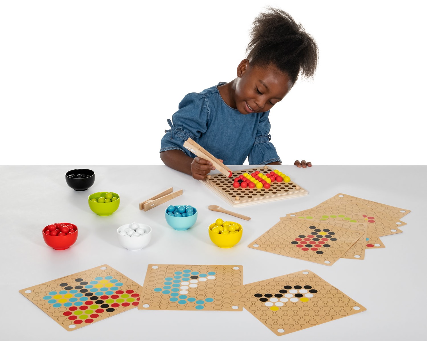 Wooden Fine Motor Pattern Balls, Pinzetten-Legespiel, ab 3 Jahre