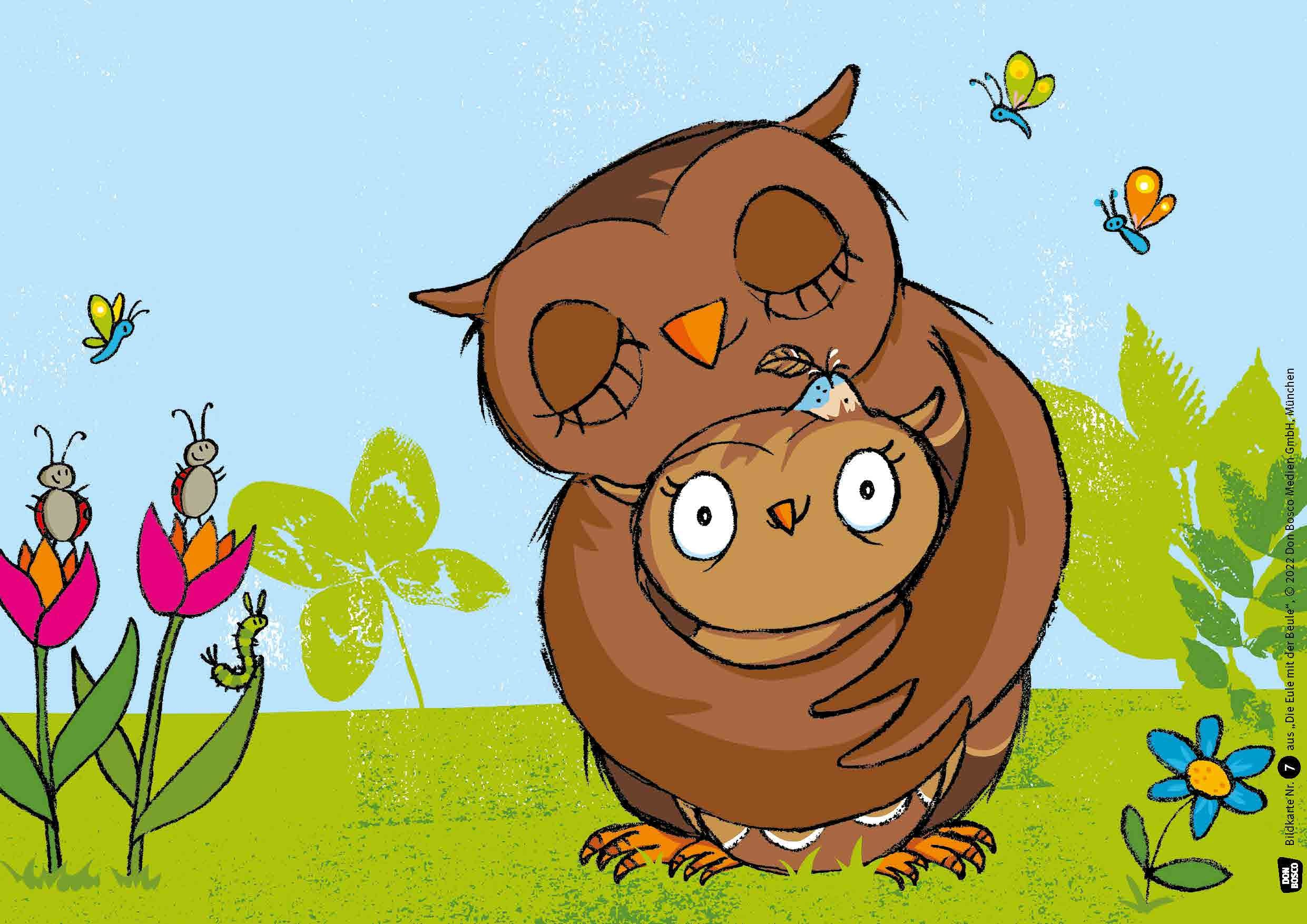 Kamishibai Bildkartenset - Die Eule mit der Beule, 1-4 Jahre