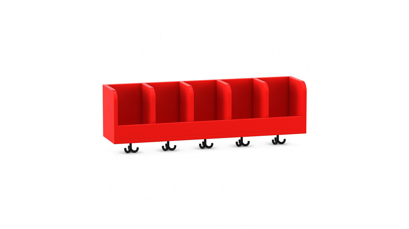 Flexeo Hängegarderobe Armadio, Dekor rot, HxBxT: 33 x 100 x 23 cm, mit 5 Haken