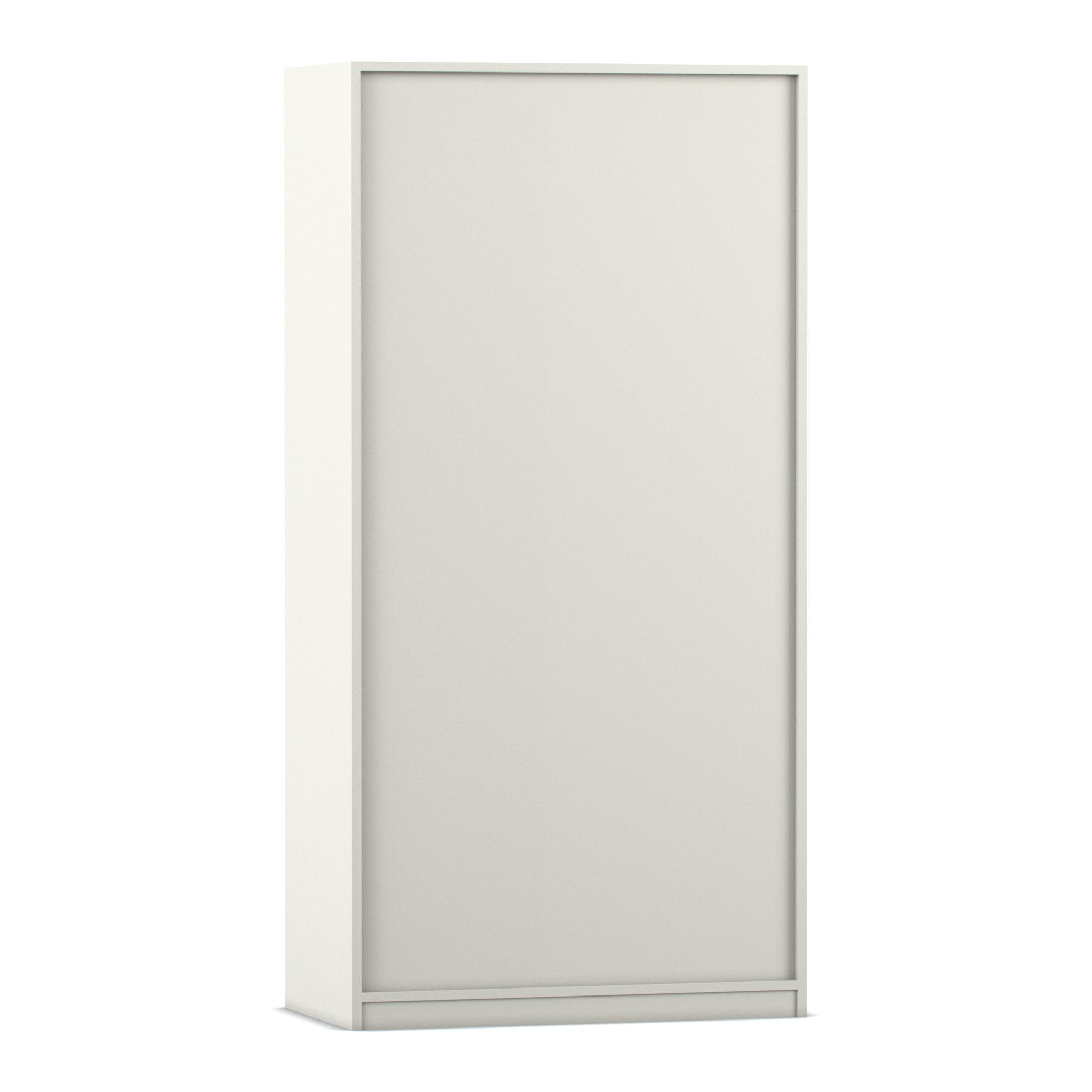 Flexeo Hochschrank mit 5 großen Fächern und Türen, weiß, HxBxT 94,4 x 190 x 50 cm, Bogengriff mit Schloss