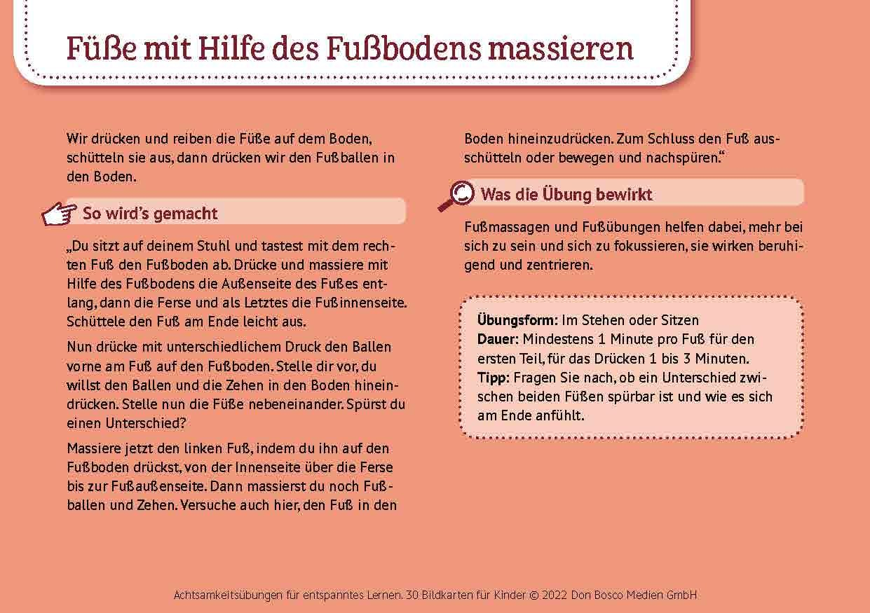 Achtsamkeitsübungen für entspanntes Lernen. 30 Bildkarten für Kinder, 6-12 Jahre