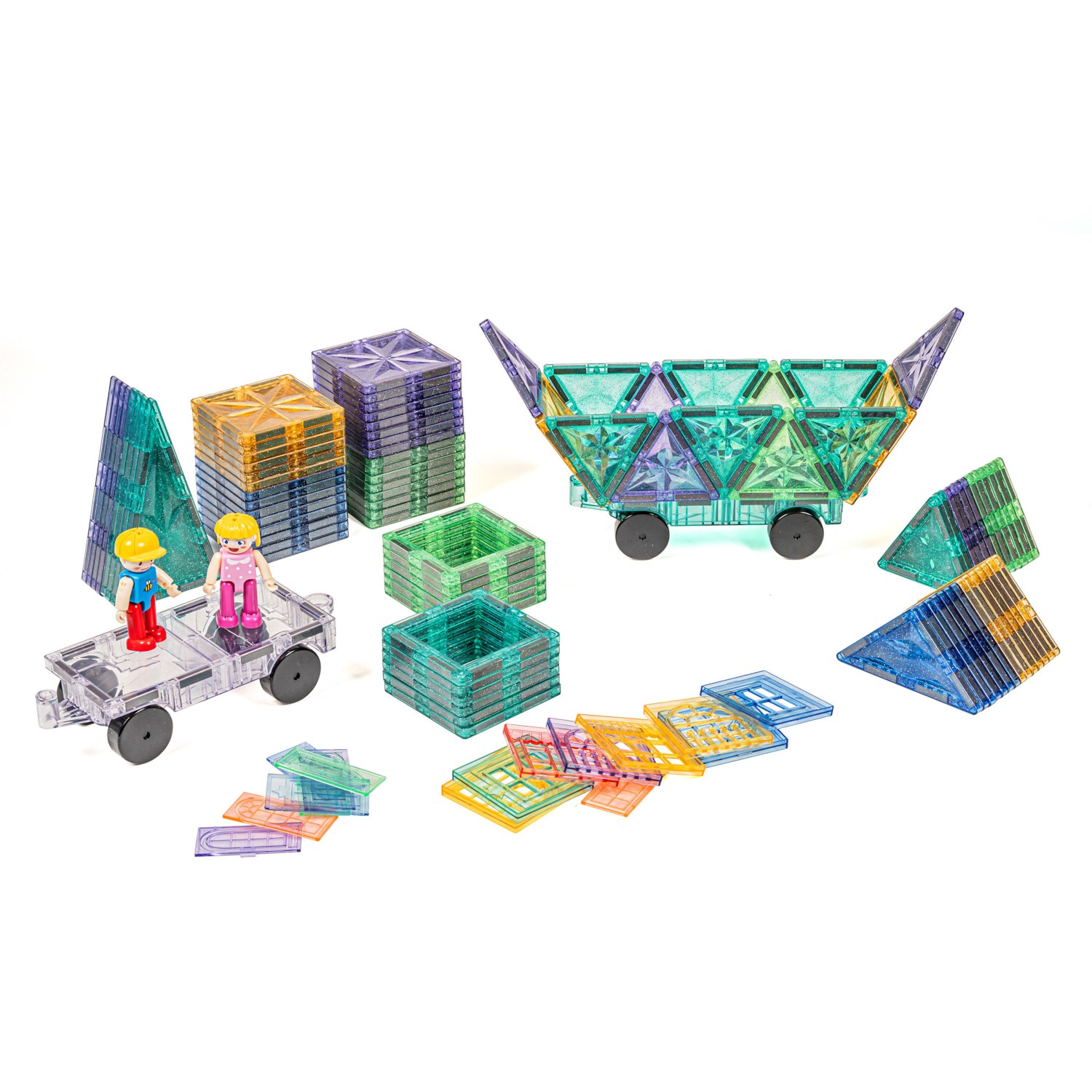 MagGenius Magnetic Building Blocks Prisma Glitter, 110 Teile