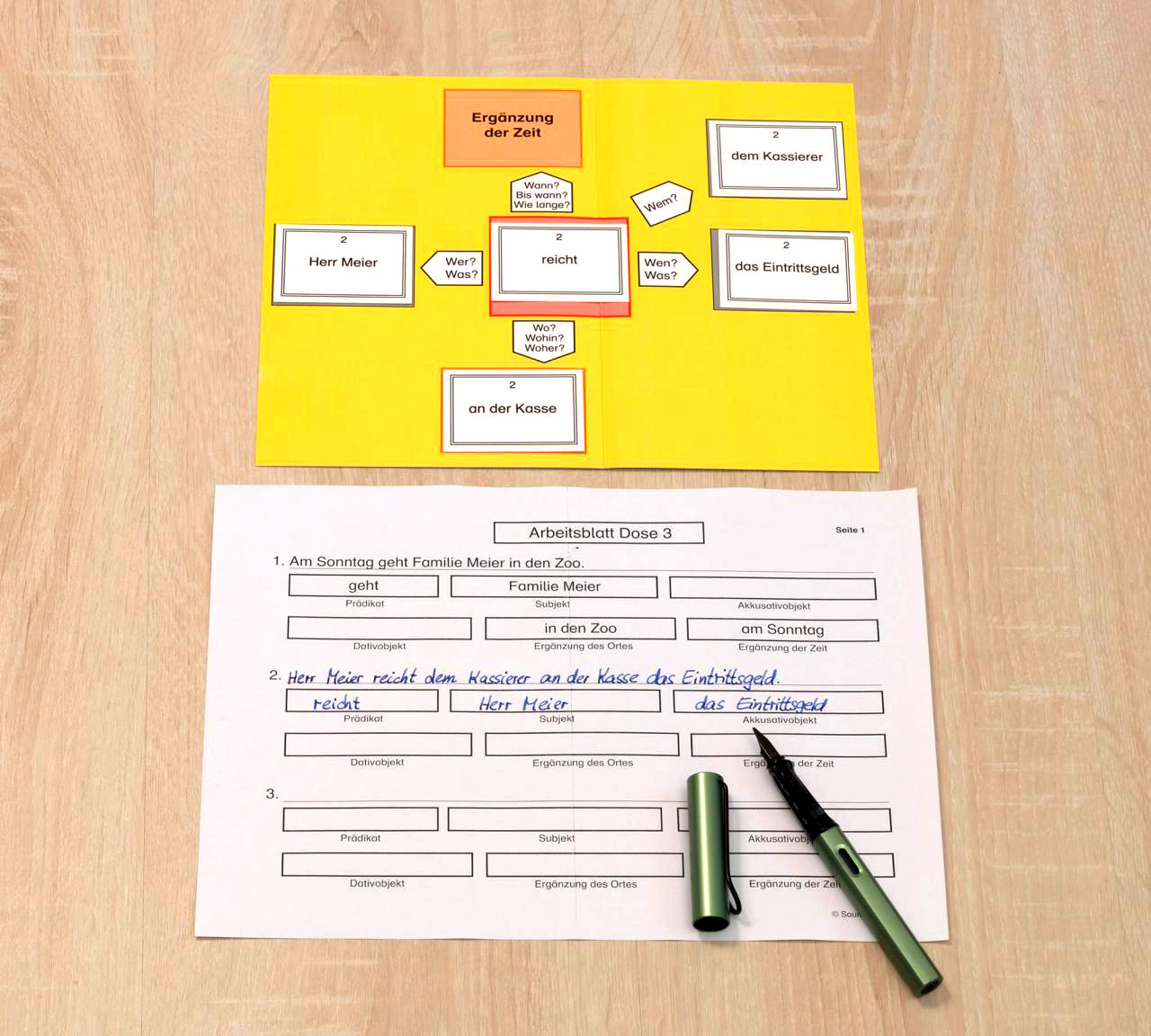 Satzgliedtrainer, Lernmaterial (3 Dosen), ab 3. Klasse