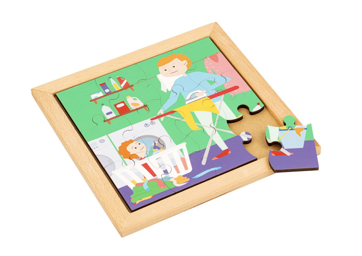Bilderpuzzle - In der Waschküche, 12 Teile, ab 3 Jahre