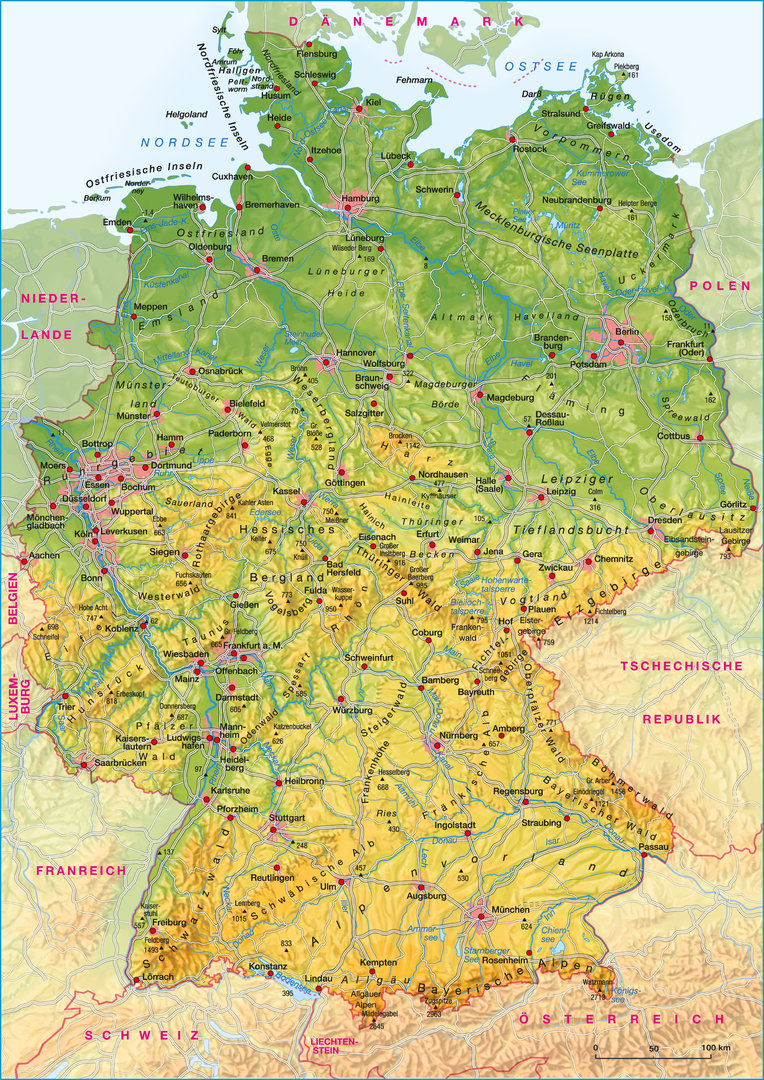 Lernteppich Deutschland physisch, Maßstab 1:500.000