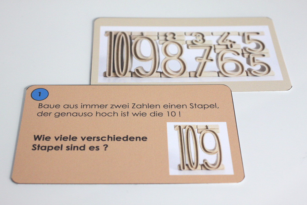 Stapelzahlen Aufgabenkärtchen für die Zahlenbausteine