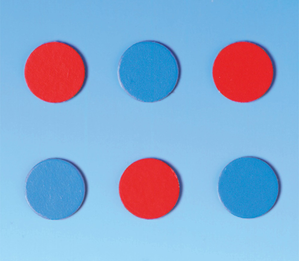 Wendeplättchen aus Karton, 20 mm, rot/blau, 500 Stück