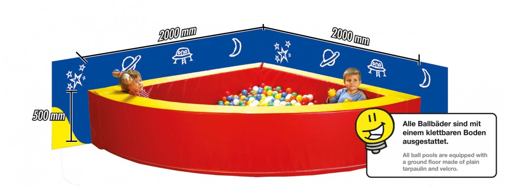 Viertelkreisballbad groß, 4-teilig ROT/GELB (ohne Bälle), ab 2 Jahre