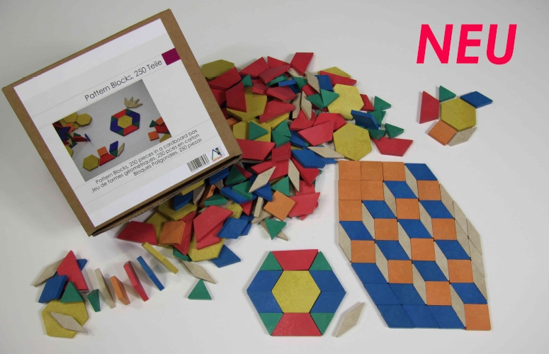 Pattern Blocks, 250 Teile aus RE-Wood® im Karton