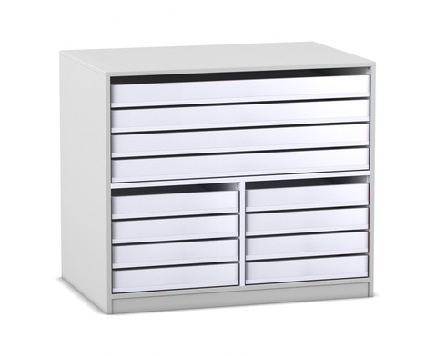 Flexeo® Papier- und Bilderschrank weiß, 4 große, 8 kleine Auszüge