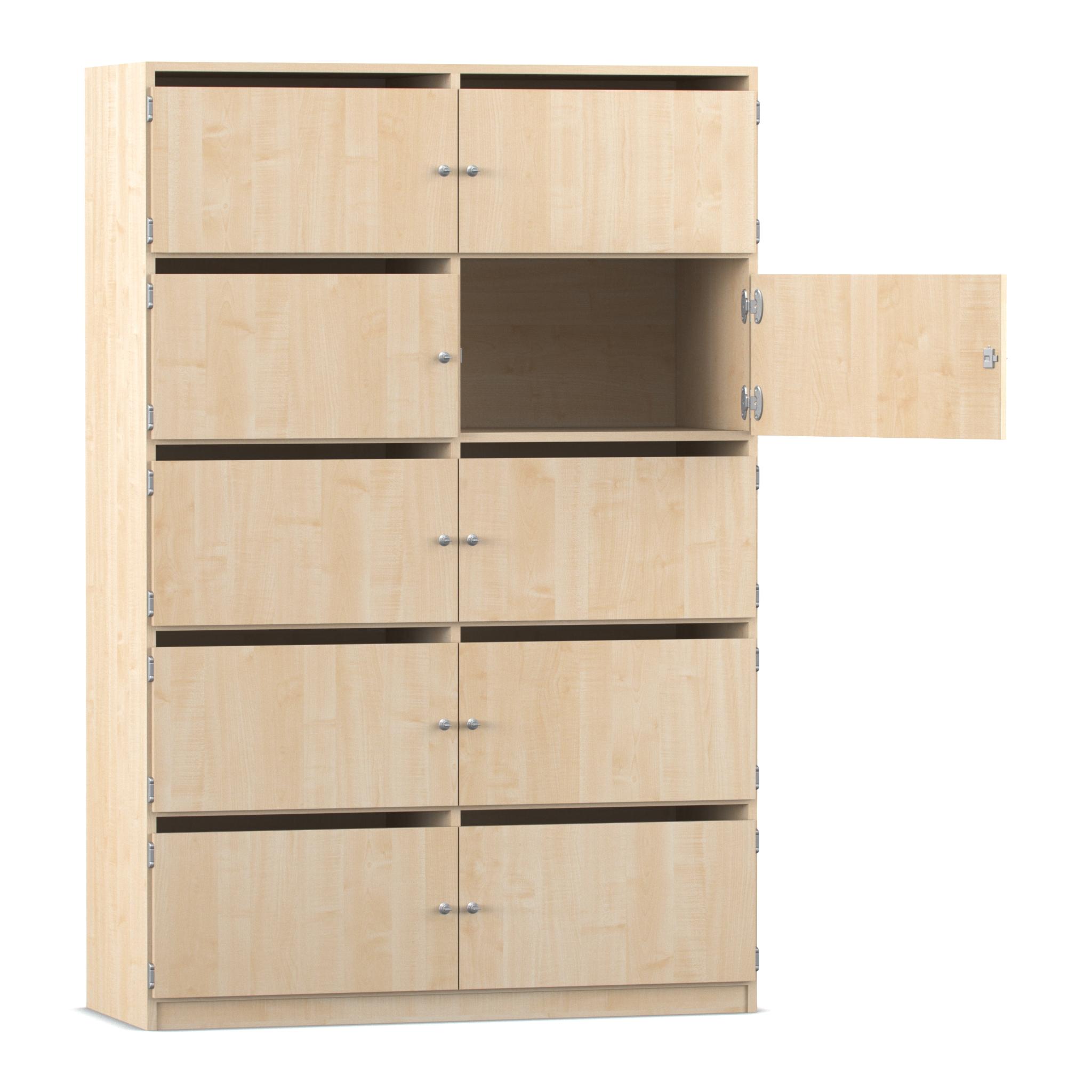 Flexeo® Schließfachschrank Ahorn, 10 Fächer mit Briefschlitzen, HxBxT: 190 x 126,4 x 50 cm