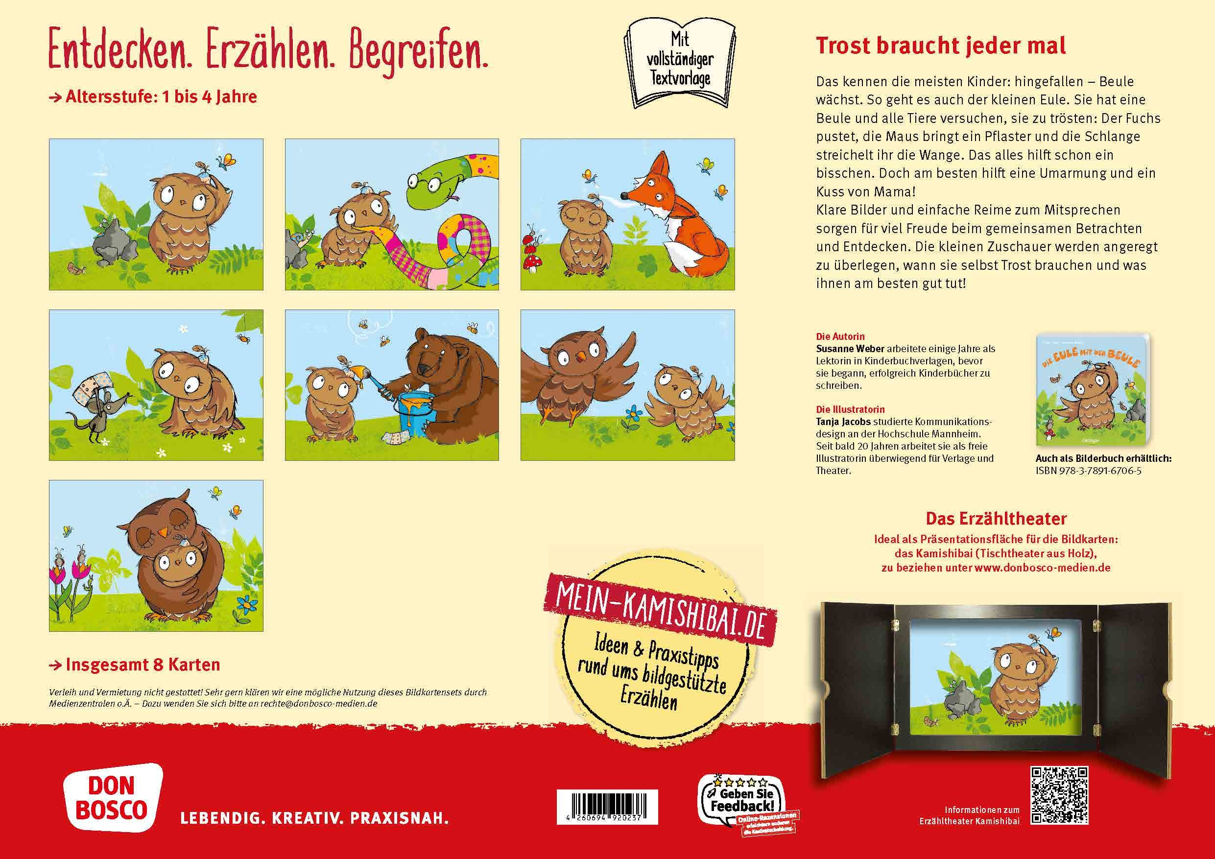 Kamishibai Bildkartenset - Die Eule mit der Beule, 1-4 Jahre