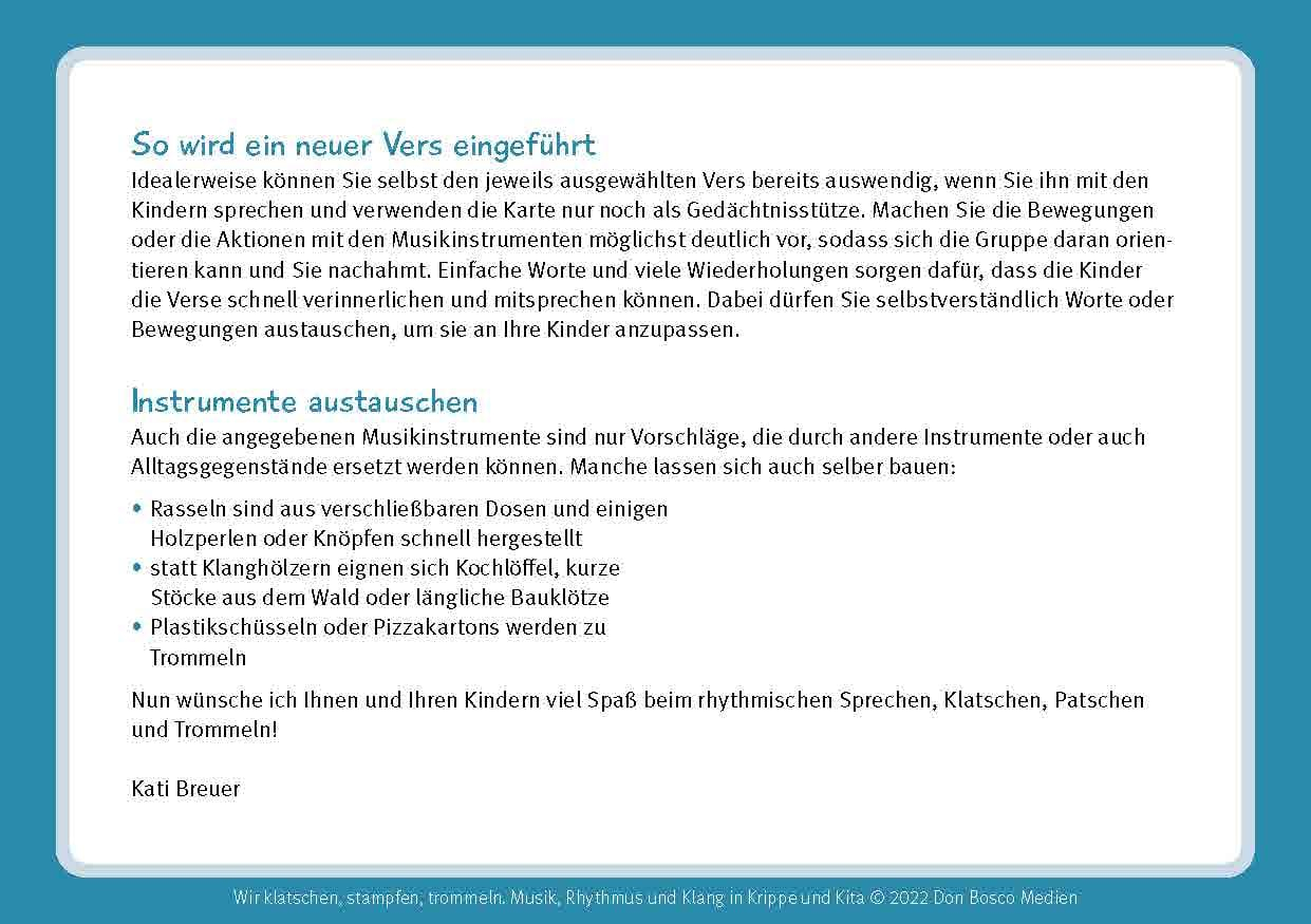 Wir klatschen, stampfen, trommeln, Bildkarten, 1-4 Jahre